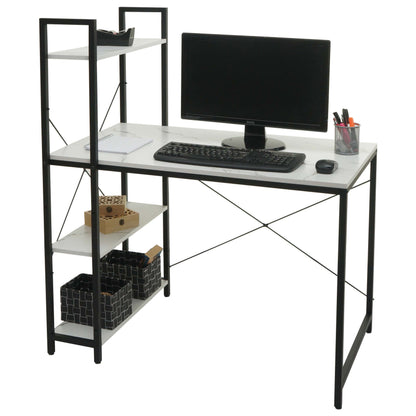 Bureau met legplank MCW-K81, laptoptafel bureau werktafel, 100x60cm metaal MDF ~ marmer-look wit