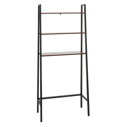 Staande plank MCW-K82, badkamer plank wasmachine plank ladder plank, industrieel metaal hout 155x64x25cm ~ bruin