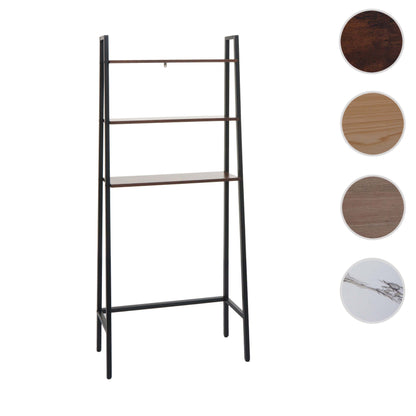 Staande plank MCW-K82, badkamer plank wasmachine plank ladder plank, industrieel metaal hout 155x64x25cm ~ bruin