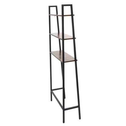 Staande plank MCW-K82, badkamer plank wasmachine plank ladder plank, industrieel metaal hout 155x64x25cm ~ bruin