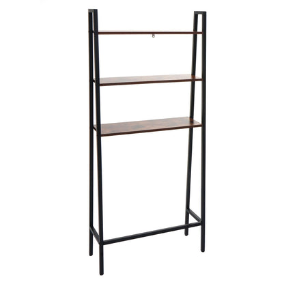 Staande plank MCW-K82, badkamer plank wasmachine plank ladder plank, industrieel metaal hout 155x64x25cm ~ bruin