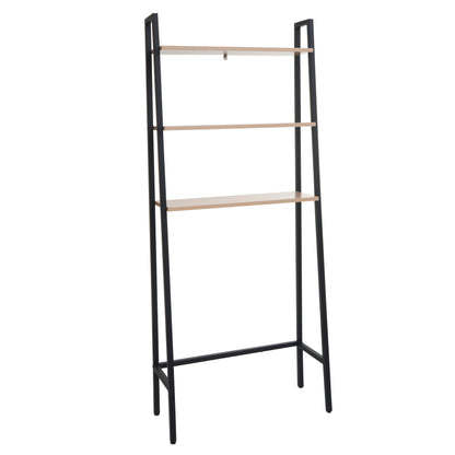 Staande plank MCW-K82, badkamer plank wasmachine plank ladder plank, industrieel metaal hout 155x64x25cm ~ natuur