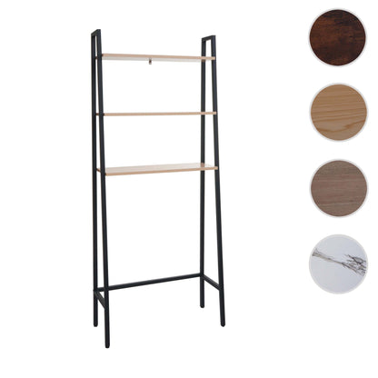 Staande plank MCW-K82, badkamer plank wasmachine plank ladder plank, industrieel metaal hout 155x64x25cm ~ natuur