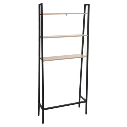 Staande plank MCW-K82, badkamer plank wasmachine plank ladder plank, industrieel metaal hout 155x64x25cm ~ natuur