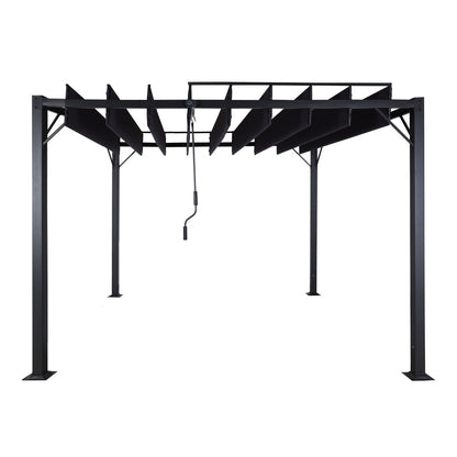 Pergola MCW-L40, tuinrooster paviljoen terrasoverkapping, 8cm aluminium frame doek/textiel, 3x3m antraciet