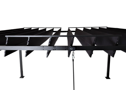 Pergola MCW-L40, tuinrooster paviljoen terrasoverkapping, 8cm aluminium frame doek/textiel, 3x3m antraciet