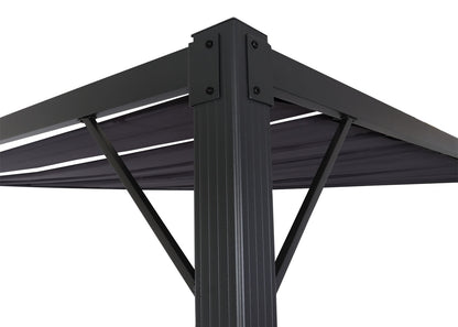 Pergola MCW-L40, tuinrooster paviljoen terrasoverkapping, 8cm aluminium frame doek/textiel, 3x3m antraciet