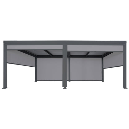 Aluminium pergola MCW-L41 met 6x zijwand, lamellenpaviljoen, stevig 8cm metalen frame 3x6m ~ antraciet