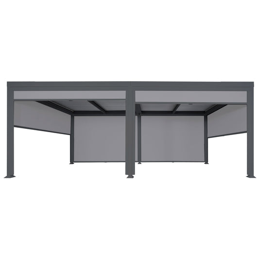 Aluminium pergola MCW-L41 met 6x zijwand, lamellenpaviljoen, stevig 8cm metalen frame 3x6m ~ antraciet