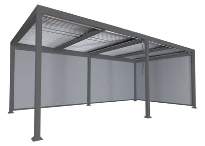 Aluminium pergola MCW-L41 met 3x zijwand, lamellenpaviljoen, stevig 8cm metalen frame 3x6m ~ antraciet