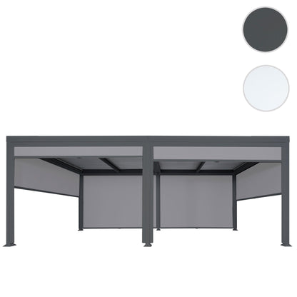 Aluminium pergola MCW-L41 met 6x zijwand, lamellenpaviljoen, stevig 8cm metalen frame 3x6m ~ antraciet