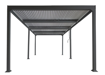 Aluminium pergola MCW-L41, lamellen paviljoen terrasoverkapping, stevig 8cm metalen frame 3x6m ~ antraciet