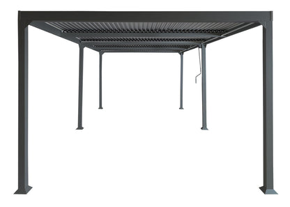 Aluminium pergola MCW-L41, lamellen paviljoen terrasoverkapping, stevig 8cm metalen frame 3x6m ~ antraciet