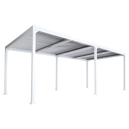Aluminium pergola MCW-L41, lamellen paviljoen terrasoverkapping, stevig 8cm metalen frame 3x6m ~ wit