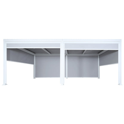 Aluminium pergola MCW-L41 met 6x zijwand, lamellenpaviljoen, stevig 8cm metalen frame 3x6m ~ wit