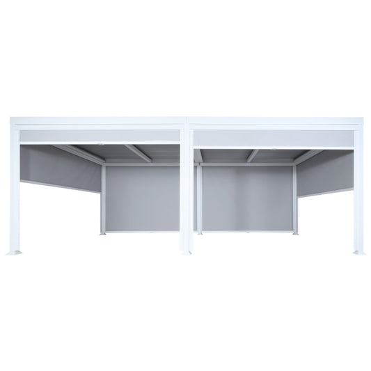 Aluminium pergola MCW-L41 met 6x zijwand, lamellenpaviljoen, stevig 8cm metalen frame 3x6m ~ wit