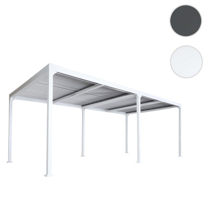 Aluminium pergola MCW-L41, lamellen paviljoen terrasoverkapping, stevig 8cm metalen frame 3x6m ~ wit