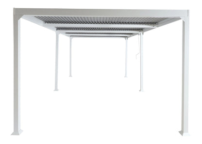 Aluminium pergola MCW-L41, lamellen paviljoen terrasoverkapping, stevig 8cm metalen frame 3x6m ~ wit