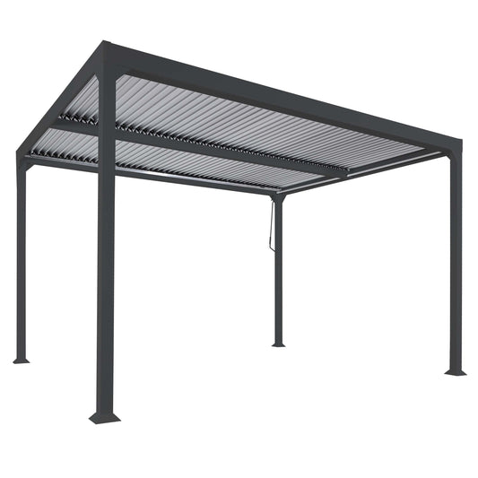 Aluminium pergola MCW-L41, lamellen paviljoen terrasoverkapping, stevig 8cm metalen frame 3x3m ~ antraciet