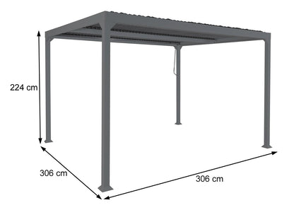 Aluminium pergola MCW-L41, lamellen paviljoen terrasoverkapping, stevig 8cm metalen frame 3x3m ~ wit