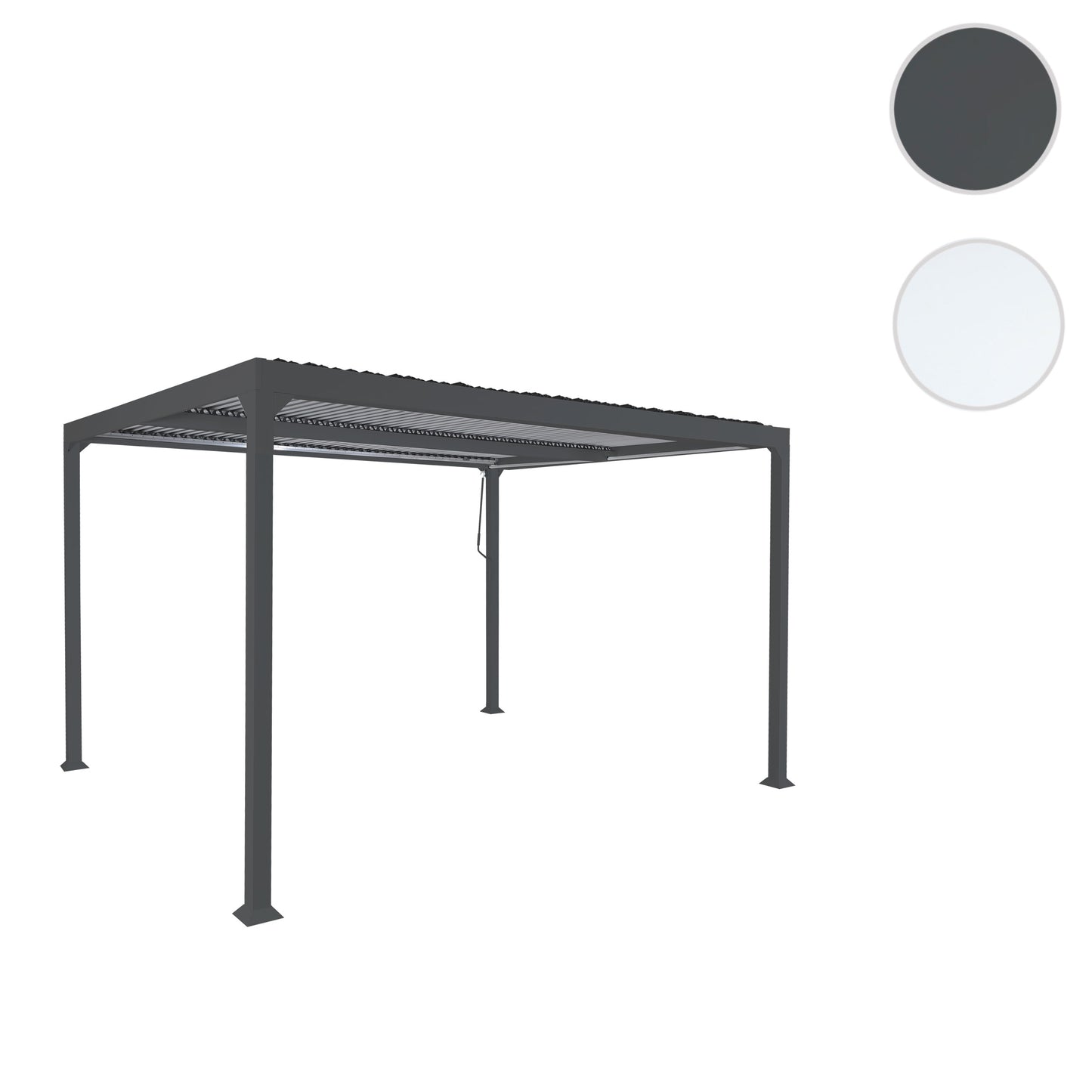 Aluminium pergola MCW-L41, lamellen paviljoen terrasoverkapping, stevig 8cm metalen frame 3x3m ~ antraciet