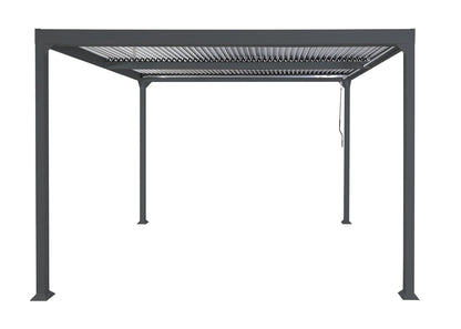 Aluminium pergola MCW-L41, lamellen paviljoen terrasoverkapping, stevig 8cm metalen frame 3x3m ~ antraciet