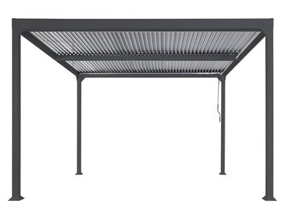 Aluminium pergola MCW-L41, lamellen paviljoen terrasoverkapping, stevig 8cm metalen frame 3x3m ~ antraciet
