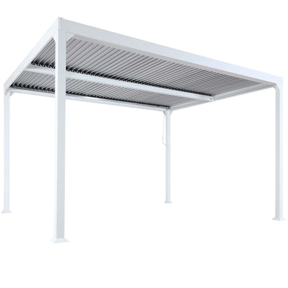 Aluminium pergola MCW-L41, lamellen paviljoen terrasoverkapping, stevig 8cm metalen frame 3x3m ~ wit