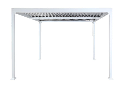 Aluminium pergola MCW-L41, lamellen paviljoen terrasoverkapping, stevig 8cm metalen frame 3x3m ~ wit