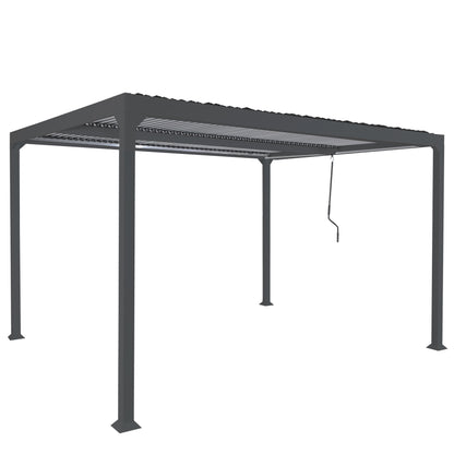 Aluminium pergola MCW-L41, lamellen paviljoen terrasoverkapping, stevig 8cm metalen frame 3x3,7m ~ antraciet