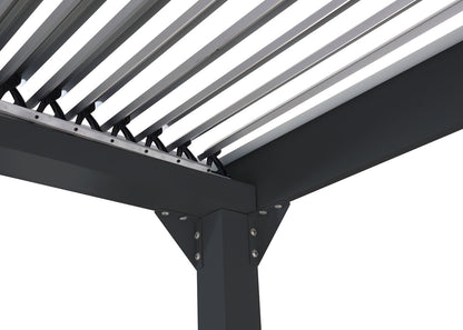 Aluminium pergola MCW-L41, lamellen paviljoen terrasoverkapping, stevig 8cm metalen frame 3x3m ~ antraciet