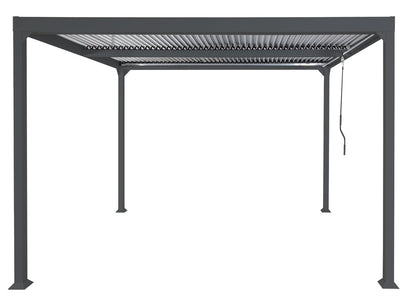 Aluminium pergola MCW-L41, lamellen paviljoen terrasoverkapping, stevig 8cm metalen frame 3x3,7m ~ antraciet