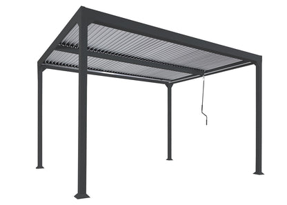 Aluminium pergola MCW-L41, lamellen paviljoen terrasoverkapping, stevig 8cm metalen frame 3x3,7m ~ antraciet