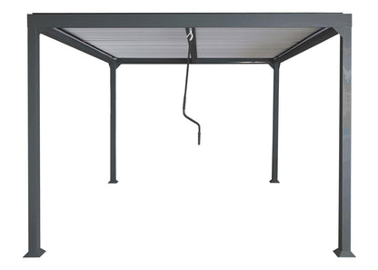 Aluminium pergola MCW-L41, lamellen paviljoen terrasoverkapping, stevig 8cm metalen frame 3x3,7m ~ antraciet