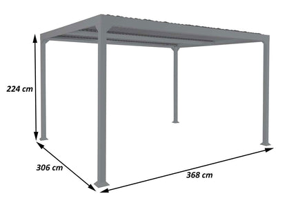 Aluminium pergola MCW-L41, lamellen paviljoen terrasoverkapping, stevig 8cm metalen frame 3x3,7m ~ antraciet