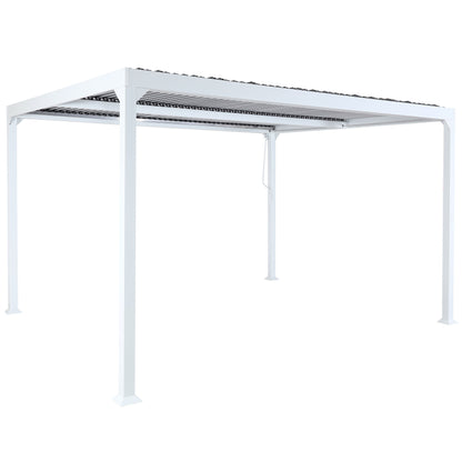 Aluminium pergola MCW-L41, lamellen paviljoen terrasoverkapping, stevig 8cm metalen frame 3x3,7m ~ wit