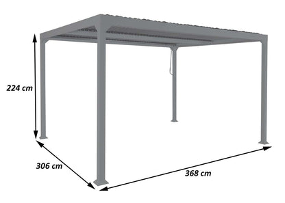 Aluminium pergola MCW-L41, lamellen paviljoen terrasoverkapping, stevig 8cm metalen frame 3x3,7m ~ wit