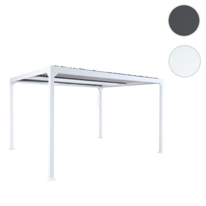 Aluminium pergola MCW-L41, lamellen paviljoen terrasoverkapping, stevig 8cm metalen frame 3x3,7m ~ wit