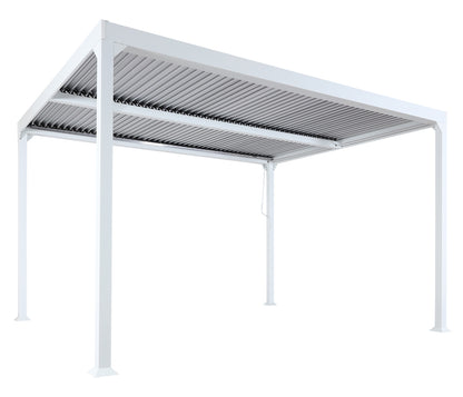 Aluminium pergola MCW-L41, lamellen paviljoen terrasoverkapping, stevig 8cm metalen frame 3x3,7m ~ wit