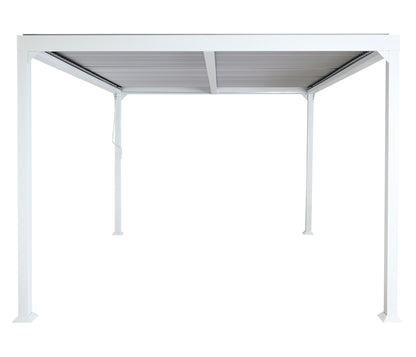 Aluminium pergola MCW-L41, lamellen paviljoen terrasoverkapping, stevig 8cm metalen frame 3x3m ~ wit