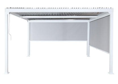 Aluminium pergola MCW-L41 met 2x zijwand, lamellenpaviljoen, stevig 8cm metalen frame 3x3m ~ wit