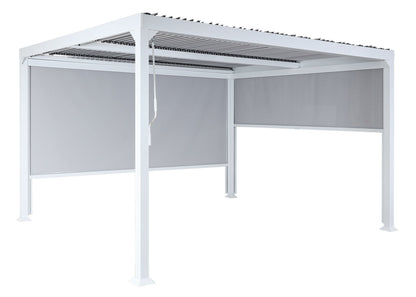Aluminium pergola MCW-L41 met 2x zijwand, lamellenpaviljoen, stevig 8cm metalen frame 3x3m ~ wit