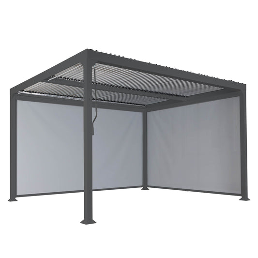 Aluminium pergola MCW-L41 met 2x zijwand, lamellenpaviljoen, stevig 8cm metalen frame 3x3m ~ antraciet