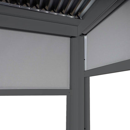 Aluminium pergola MCW-L41 met 3x zijwand, lamellenpaviljoen, stevig 8cm metalen frame 3x3,7m ~ antraciet