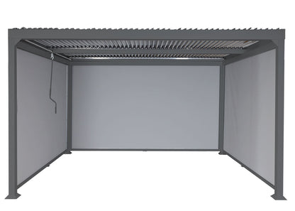 Aluminium pergola MCW-L41 met 3x zijwand, lamellenpaviljoen, stevig 8cm metalen frame 3x3,7m ~ antraciet