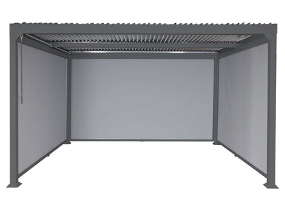 Aluminium pergola MCW-L41 met 3x zijwand, lamellenpaviljoen, stevig 8cm metalen frame 3x3m ~ antraciet