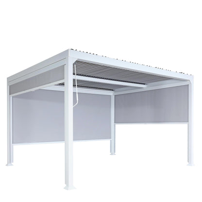 Aluminium pergola MCW-L41 met 3x zijwand, lamellenpaviljoen, stevig 8cm metalen frame 3x3m ~ wit
