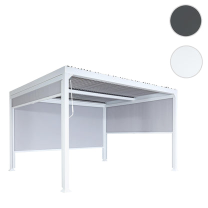 Aluminium pergola MCW-L41 met 3x zijwand, lamellenpaviljoen, stevig 8cm metalen frame 3x3m ~ wit