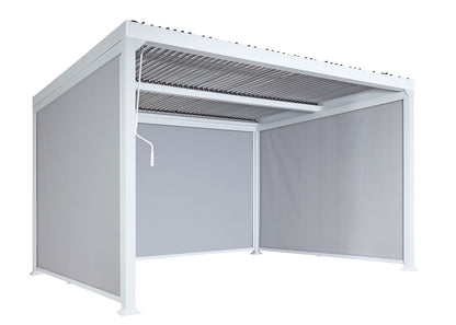 Aluminium pergola MCW-L41 met 3x zijwand, lamellenpaviljoen, stevig 8cm metalen frame 3x3m ~ wit