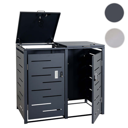 2-bakken-stofbakdeksel MCW-E83, vuilnisbakdeksel, uitschuifbaar 103x115x63cm ~ antraciet, staal 38kg